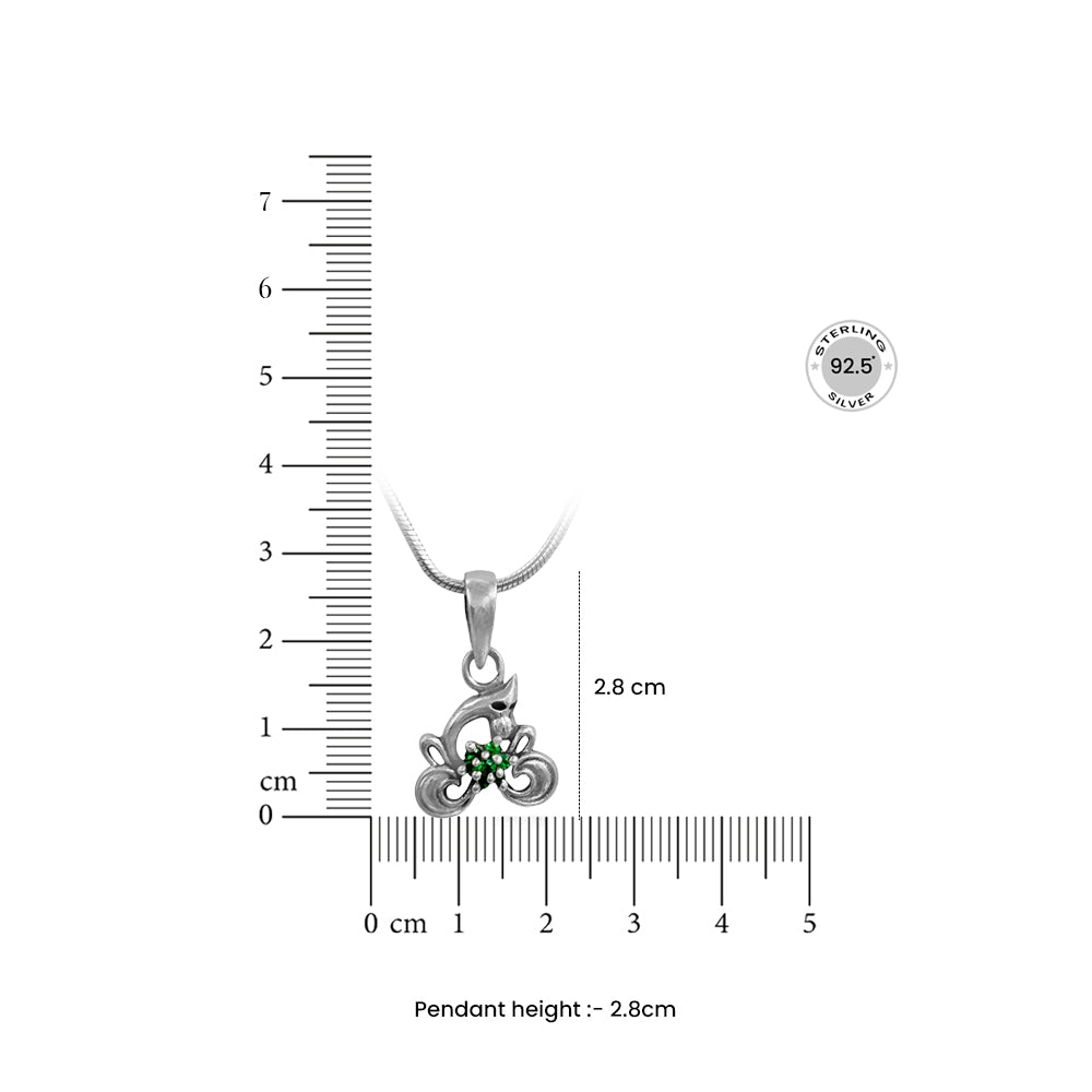 92.5 Sterling Silver Ganesha Charm Pendant and Chain