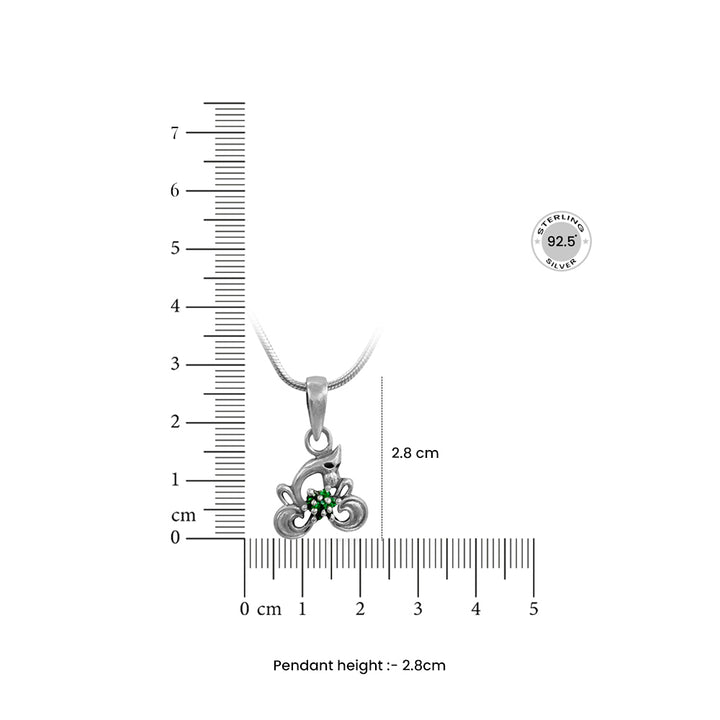 92.5 Sterling Silver Ganesha Charm Pendant and Chain