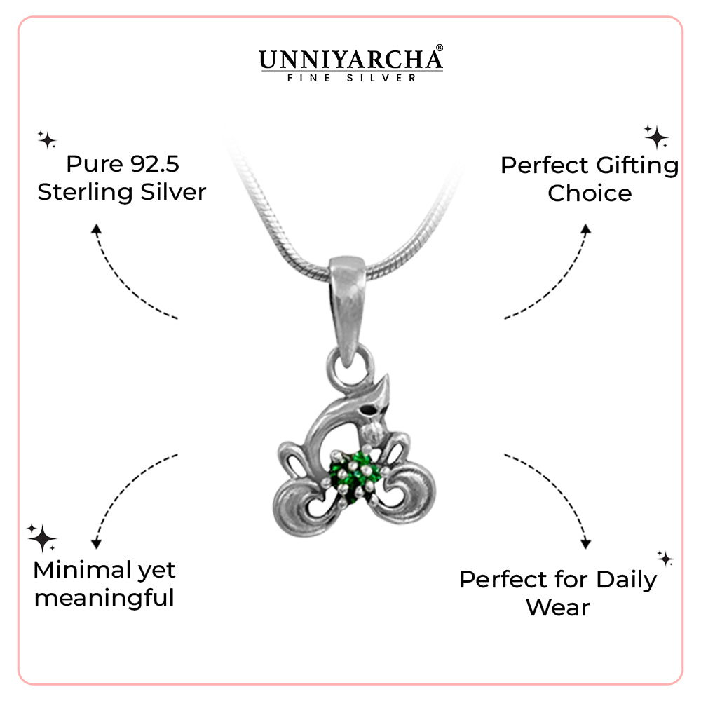 92.5 Sterling Silver Ganesha Charm Pendant and Chain