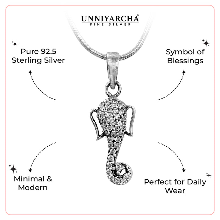 Sterling Silver Ganpati Bappa Pendant and Chain