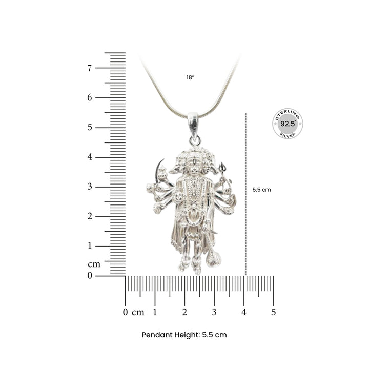 925 Silver Panch Shakti Hanuman pendant and chain