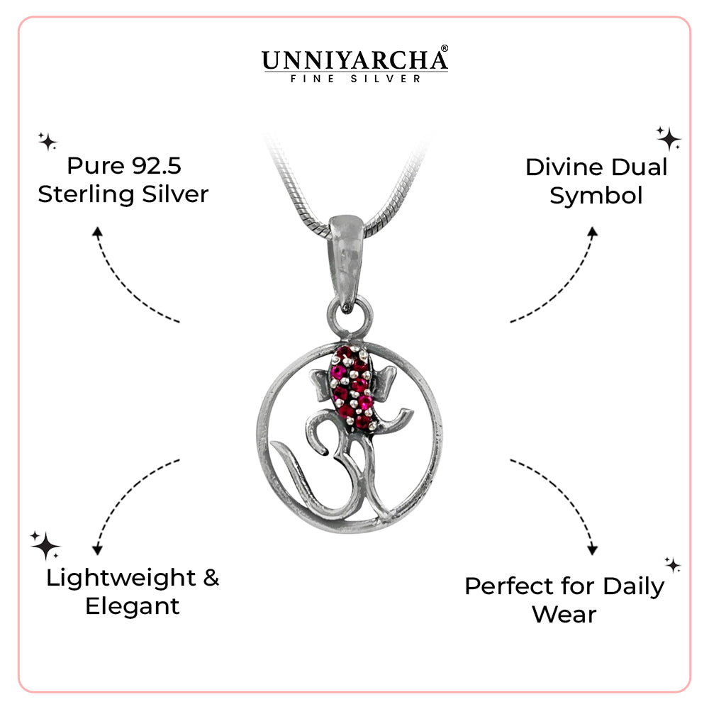 Silver Ganesha Om Pendant and Chain