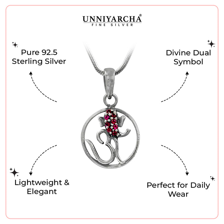 Silver Ganesha Om Pendant and Chain