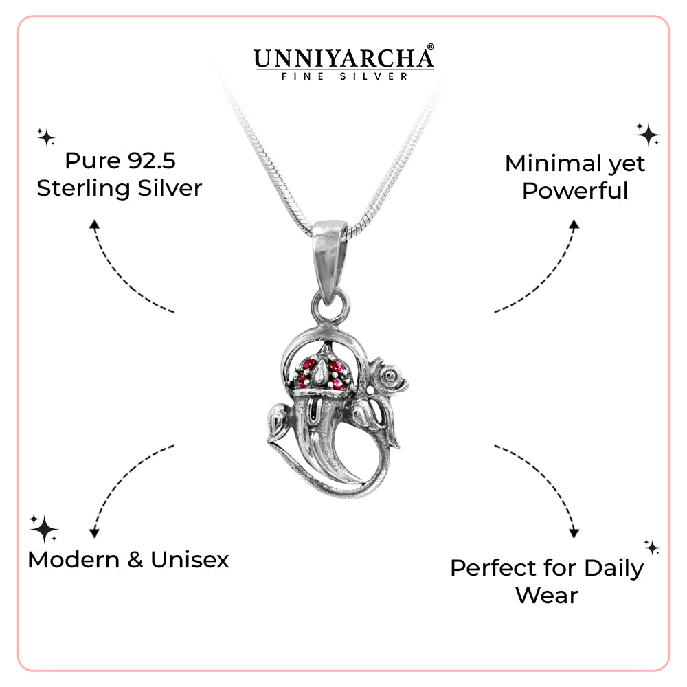 Silver Divine Ganpati Pendant and Chain