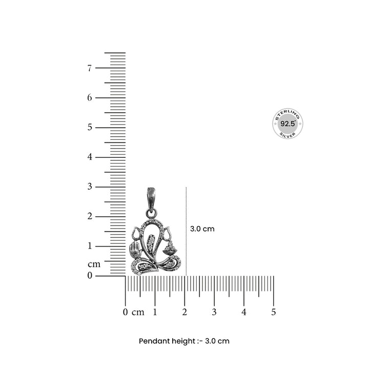 92.5 Sterling Silver Ganpati Zircon Pendant and Chain