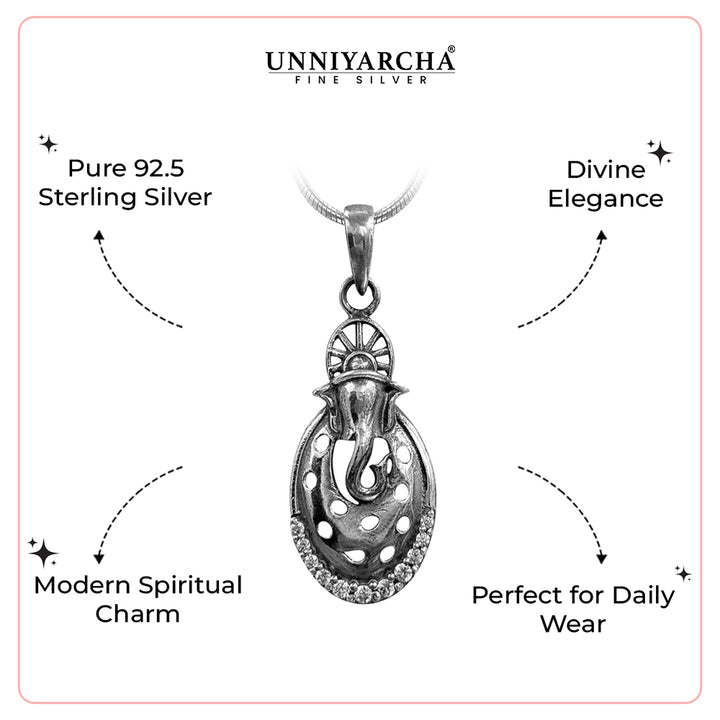 Silver Ganeshaji Pendant and Chain