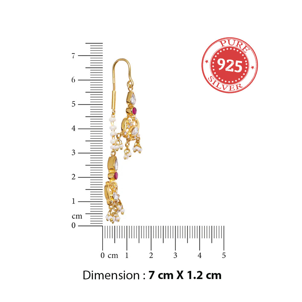 92.5 Sterling Silver Double swan Sui Dhaga Earrings