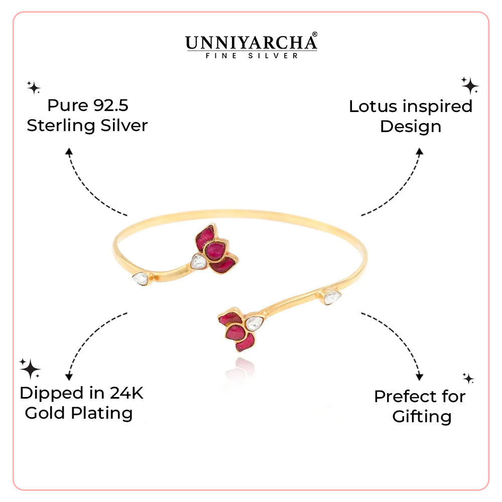 Gorgeous Silver 92.5 Lotus Cuff