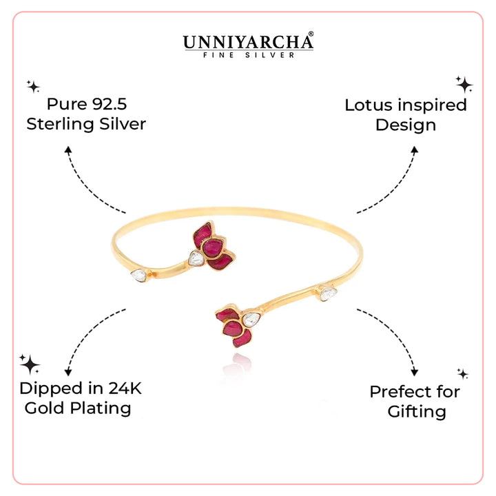 Gorgeous Silver 92.5 Lotus Cuff