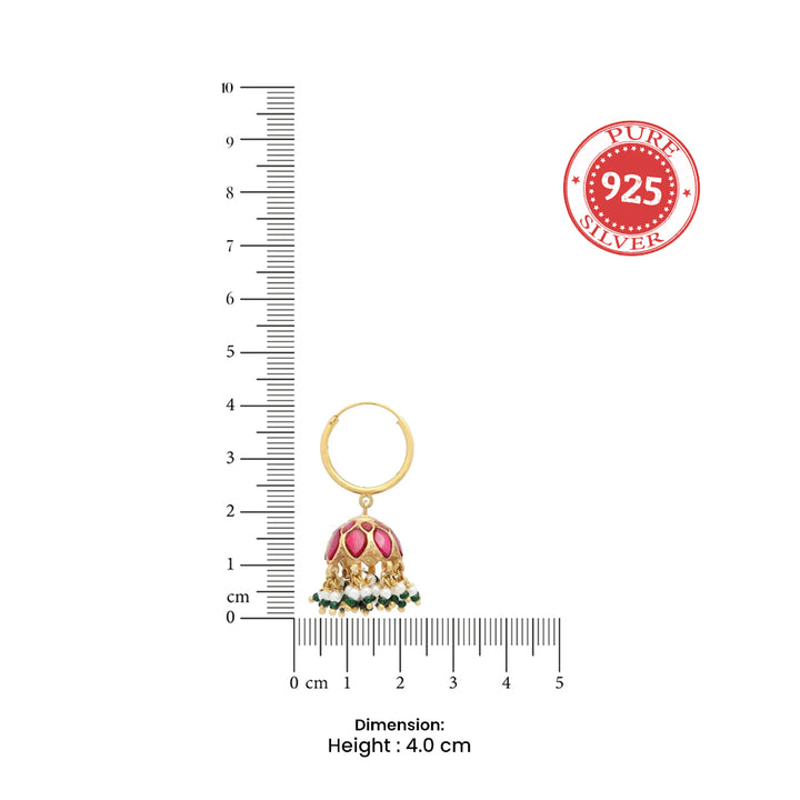 92.5 Sterling Silver graceful Kundan Bali with stone and pearls