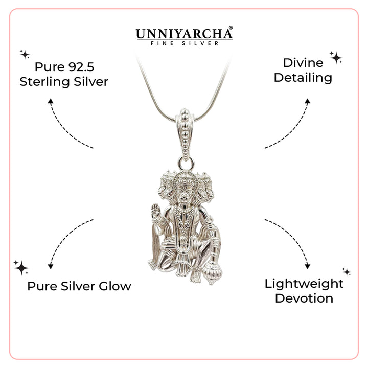 925 Silver Panchmukhi Hanuman Pendant