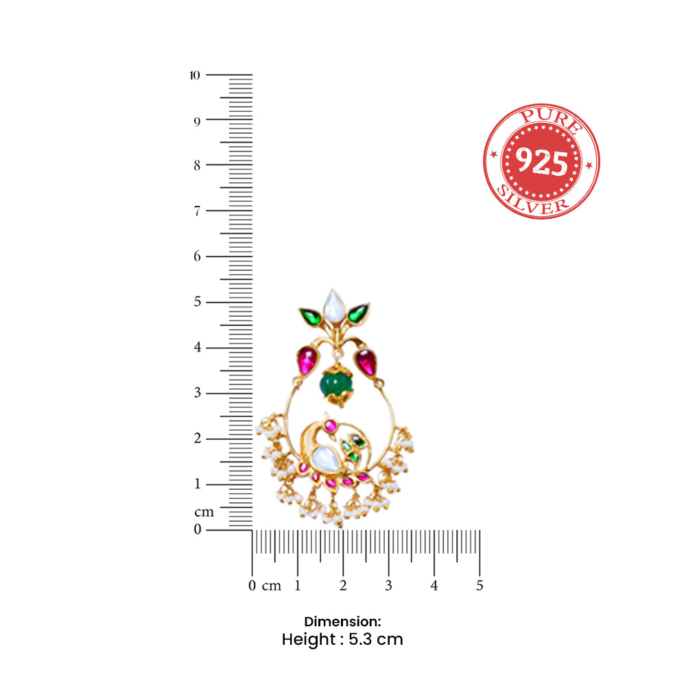 92.5 Sterling Silver Kundan Swan Chandbali