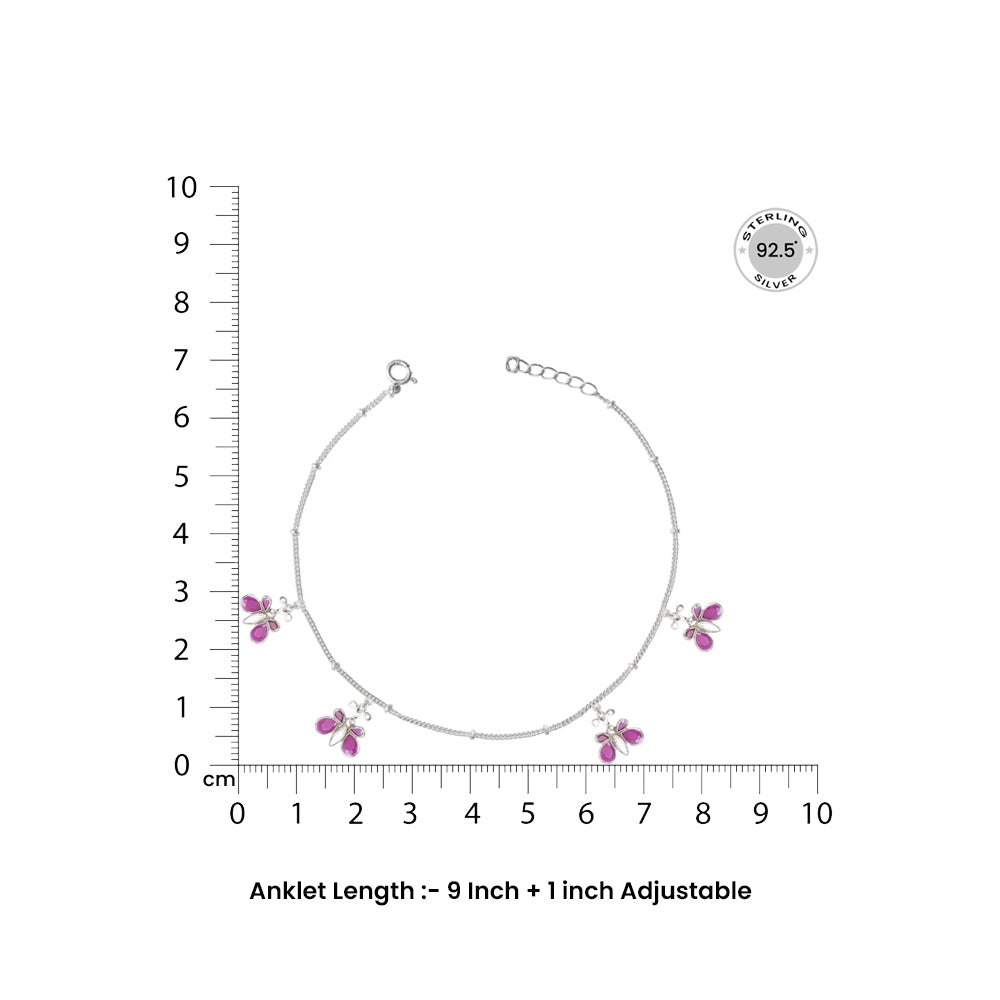 Single Silver butterfly anklet