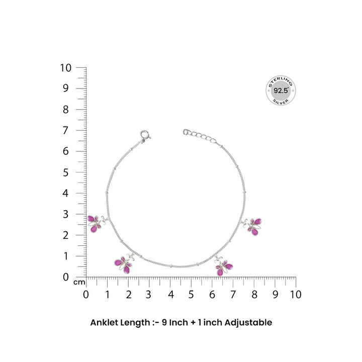 Single Silver butterfly anklet