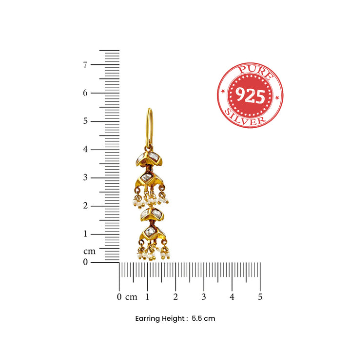 92.5 Sterling Silver Double Jhumka Sui Dhaga Earrings