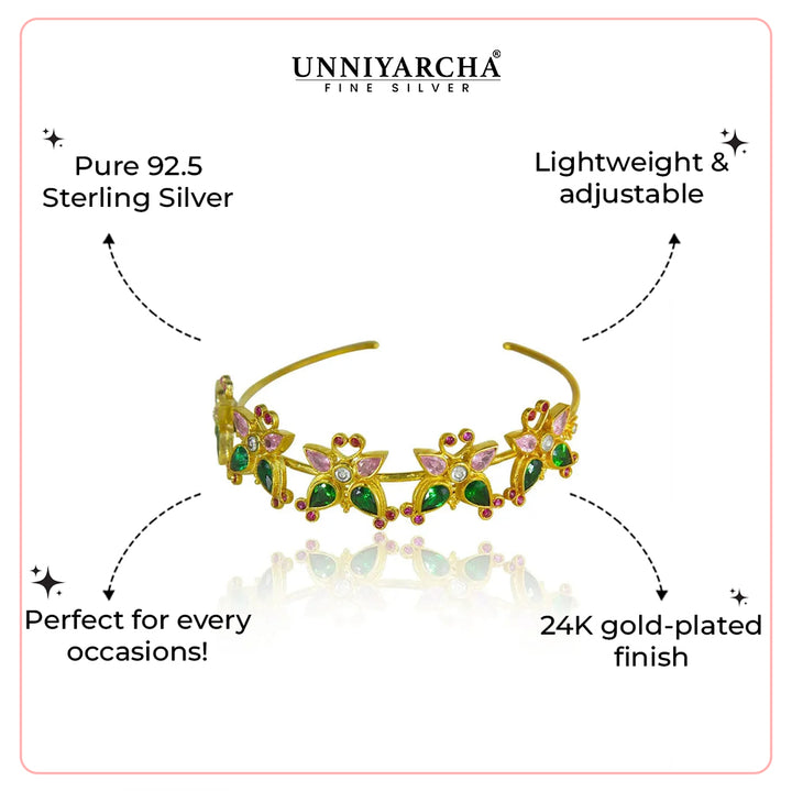 92.5 Silver titli Green and Pink Bangle