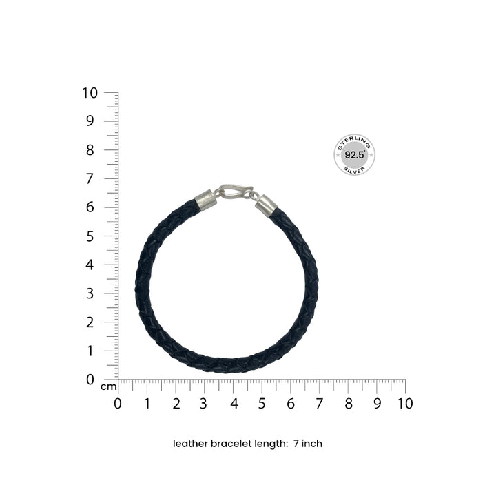 925 silver men's leather  bracelet