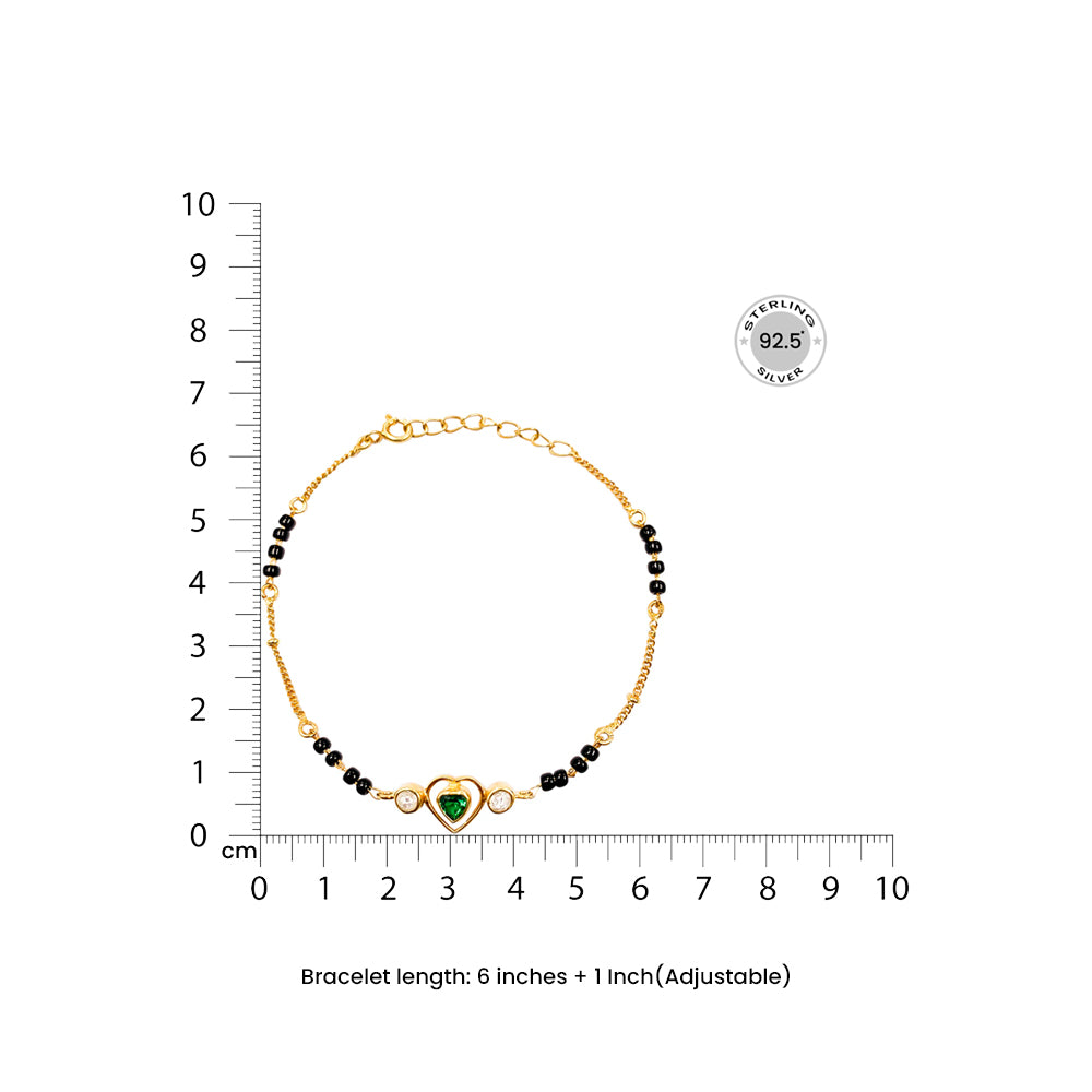 92.5 Sterling Silver Minimalist Heart Mangalsutra Bracelet
