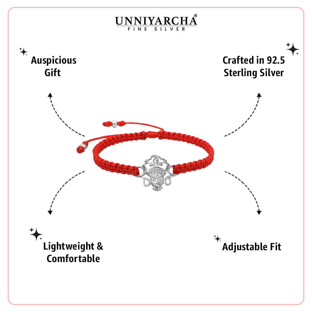 Silver Devi Maa Red Thread Bracelet
