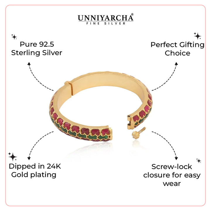 Silver kundan bangle