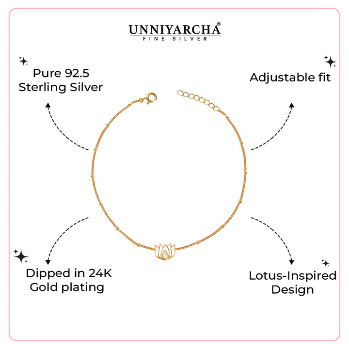 Silver 92.5 Lotus Bracelet