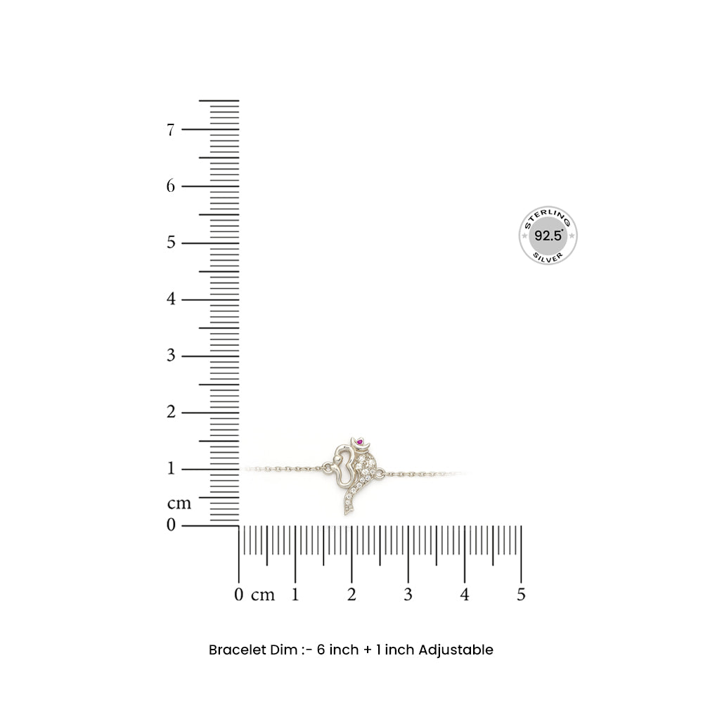 Radiant Om 925 Silver Bracelet with Zirconia Sparkle