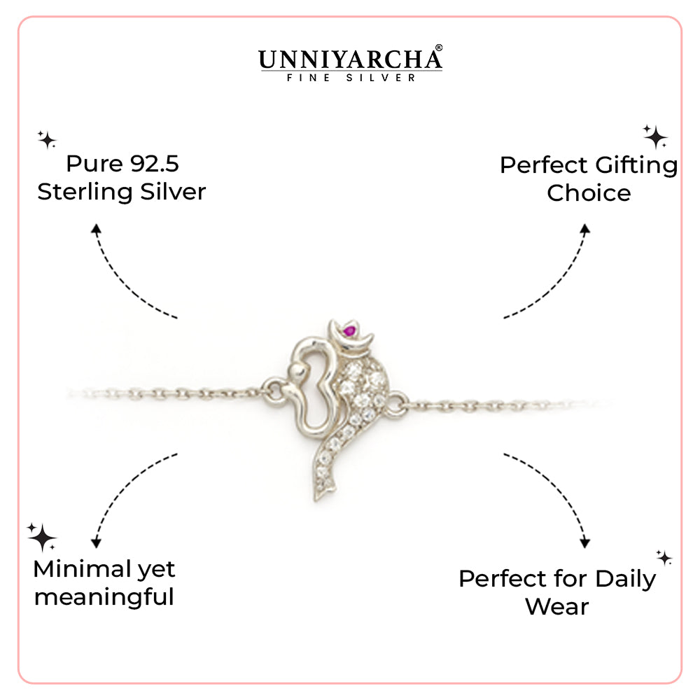 Radiant Om 925 Silver Bracelet with Zirconia Sparkle