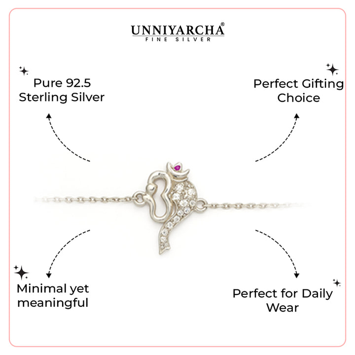 Radiant Om 925 Silver Bracelet with Zirconia Sparkle