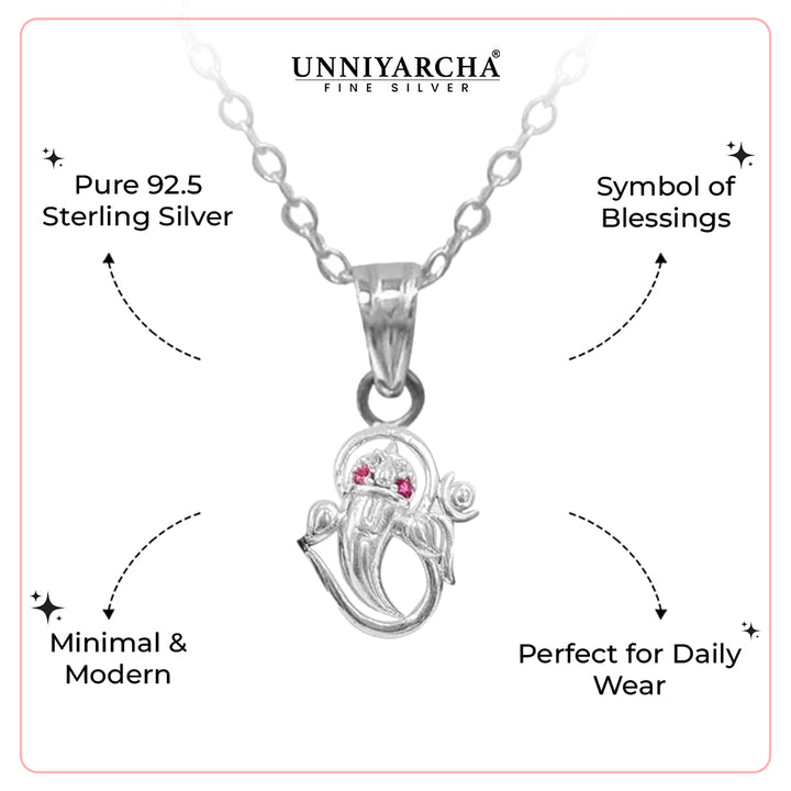 Divine Grace 925 Silver Ganesha Pendant Necklace