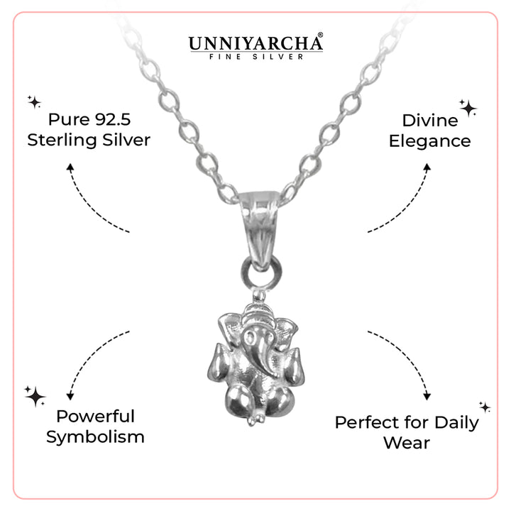 Blessed Form 925 Sterling Silver Ganesha Pendant Necklace