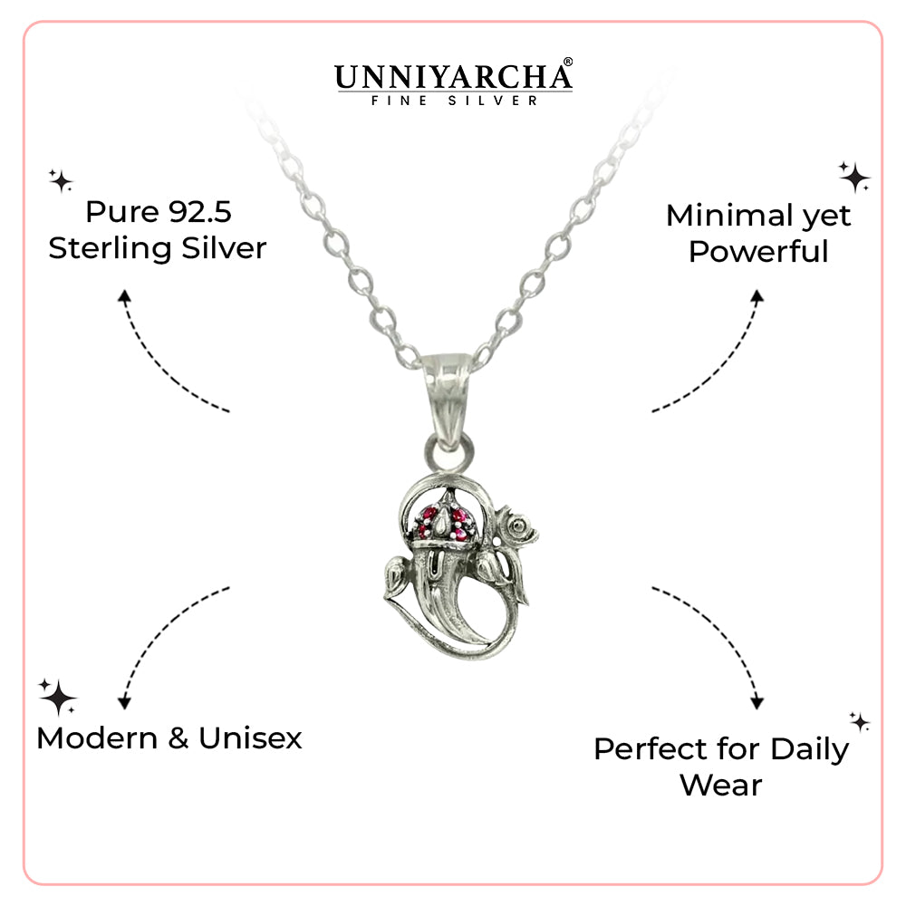 Divine Aura 925 Silver Om Ganesha Pendant