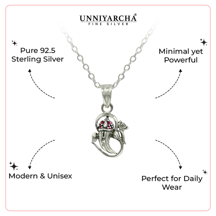 Divine Aura 925 Silver Om Ganesha Pendant