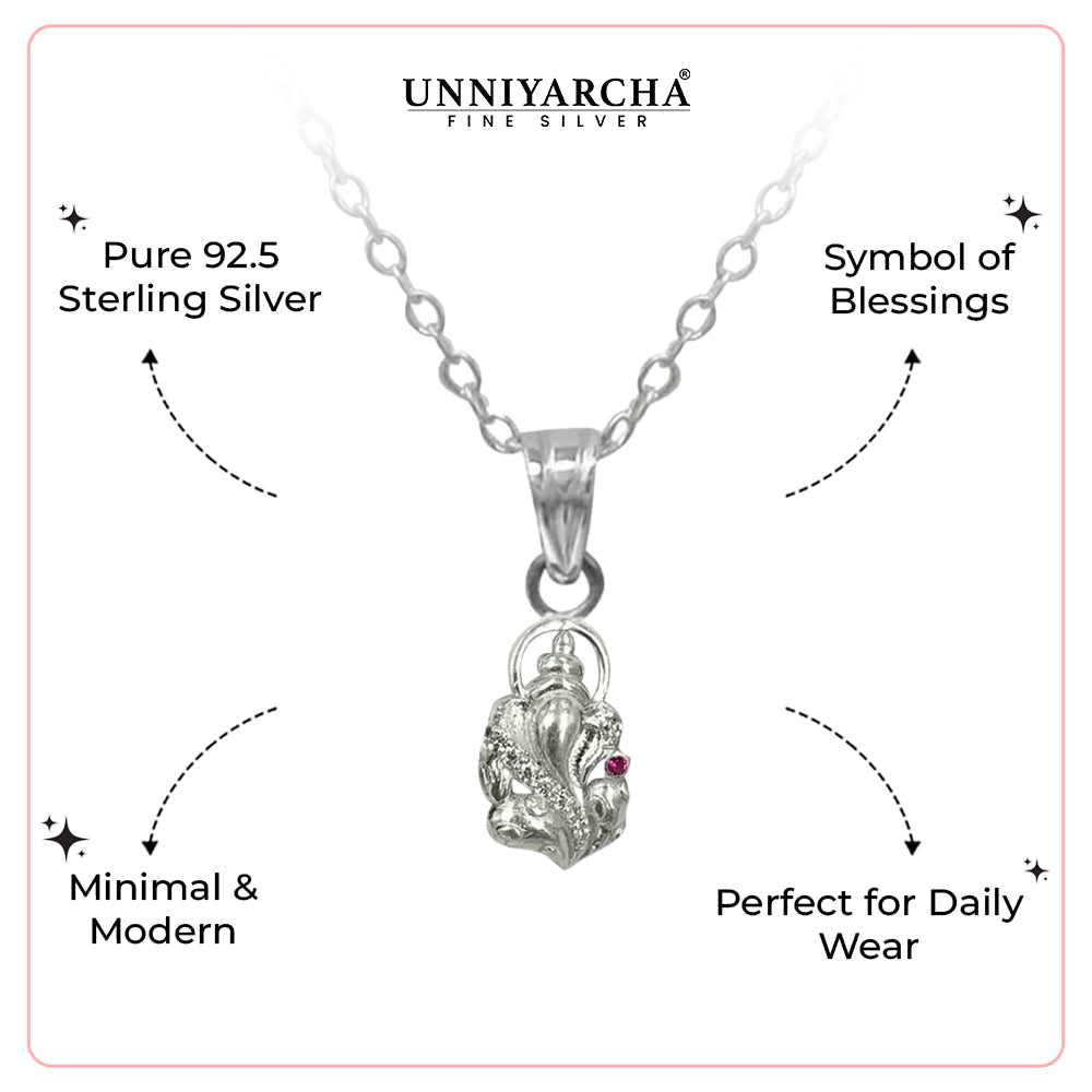 ShreeAura 925 Silver Ganesha Pendant