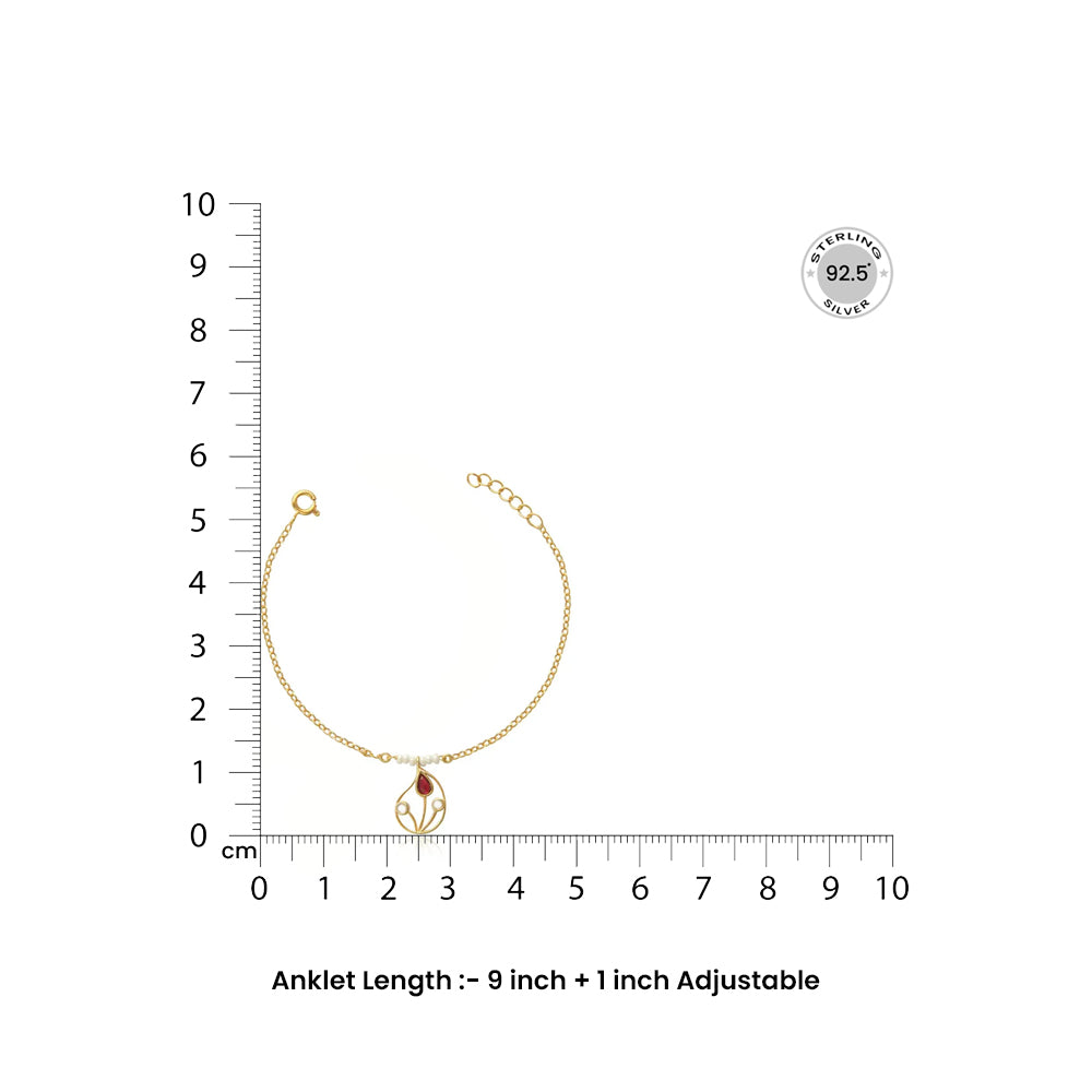 Silver 92.5 Aam Ras Red Anklet