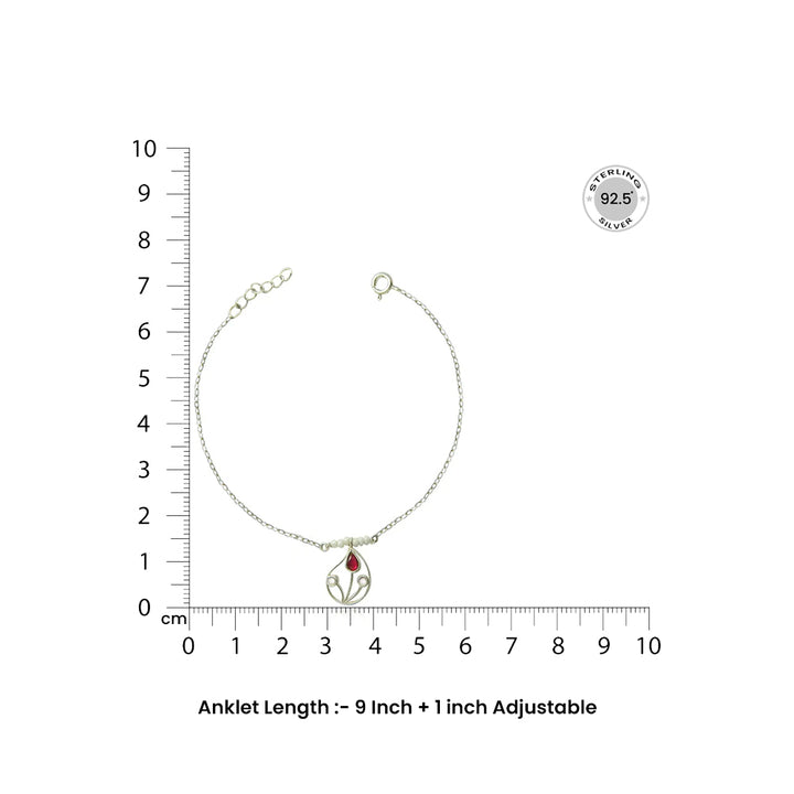 Single Silver 92.5 Aam Ras Red Anklet