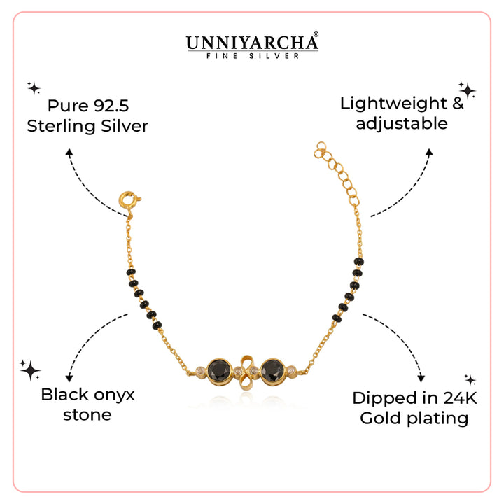 Eternal Knot 92.5 silver black onyx bracelet