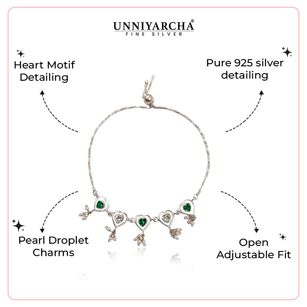 92.5 Sterling Silver everyday heart bracelet