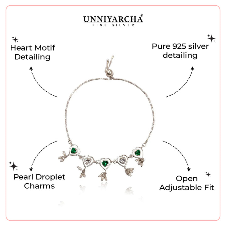 92.5 Sterling Silver everyday heart bracelet