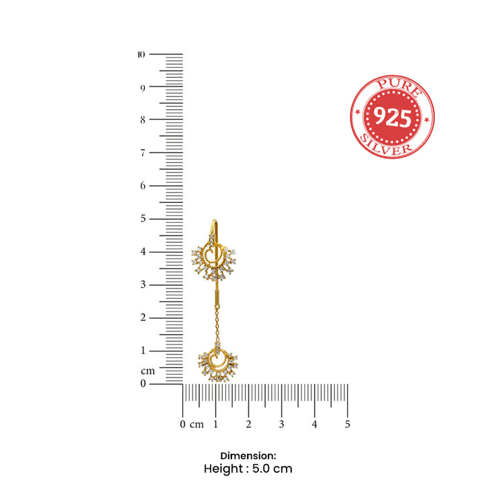 92.5 Sterling Silver Sparkling Zircon Sui Dhaga Earrings