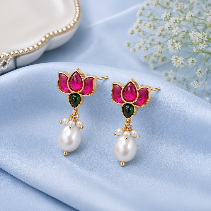 92.5 Sterling Silver Lotus Stud Earring