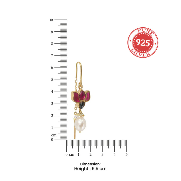 Silver 92.5 Lotus Sui Dhaga Earrings