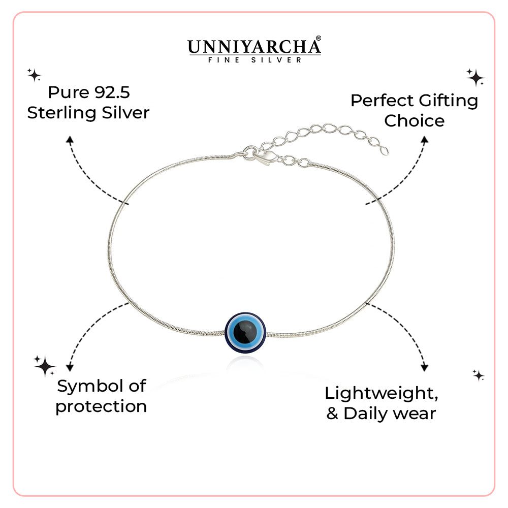 Silver Single Evil Eye Anklet