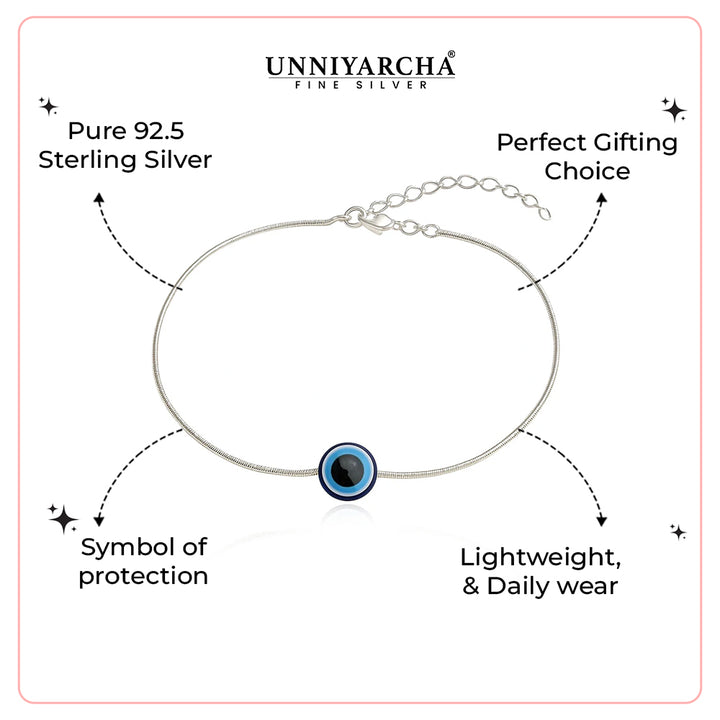 Silver Single Evil Eye Anklet