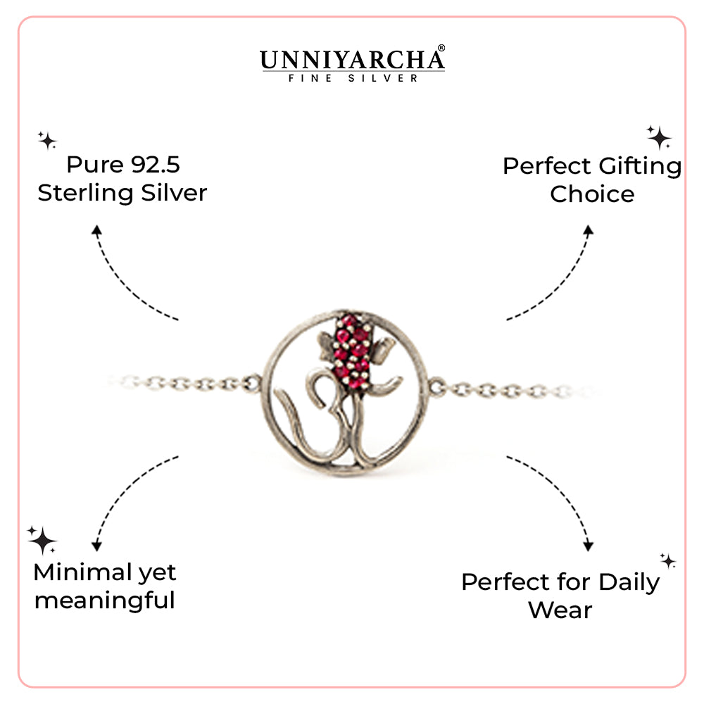 Serene Harmony 925 Silver Om Bracelet