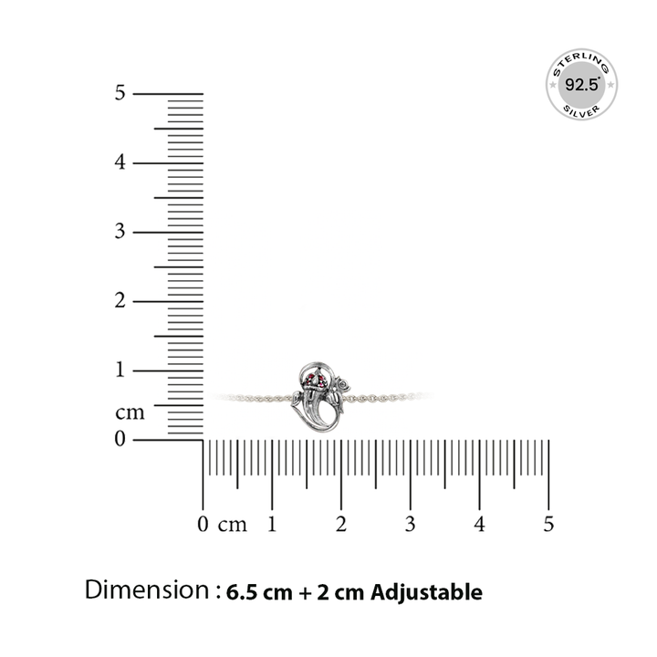 925 Sterling Silver Om Bracelet with Ruby Pink Stones