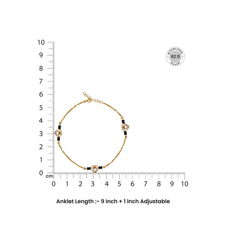 Single 92.5 Sterling Silver Heart-Shaped Anklet