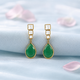 Silver green drop earring