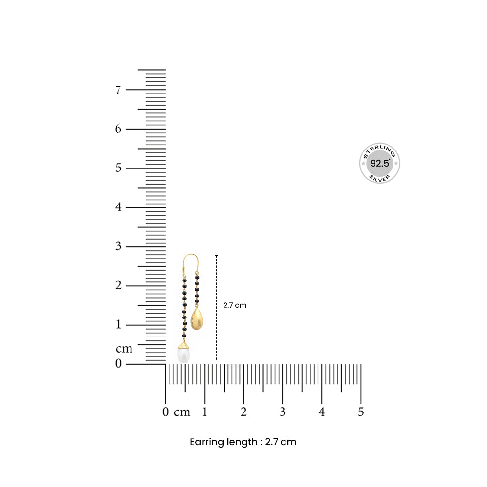 Silver Pearl And Gold Drop Mangalsutra Earrings