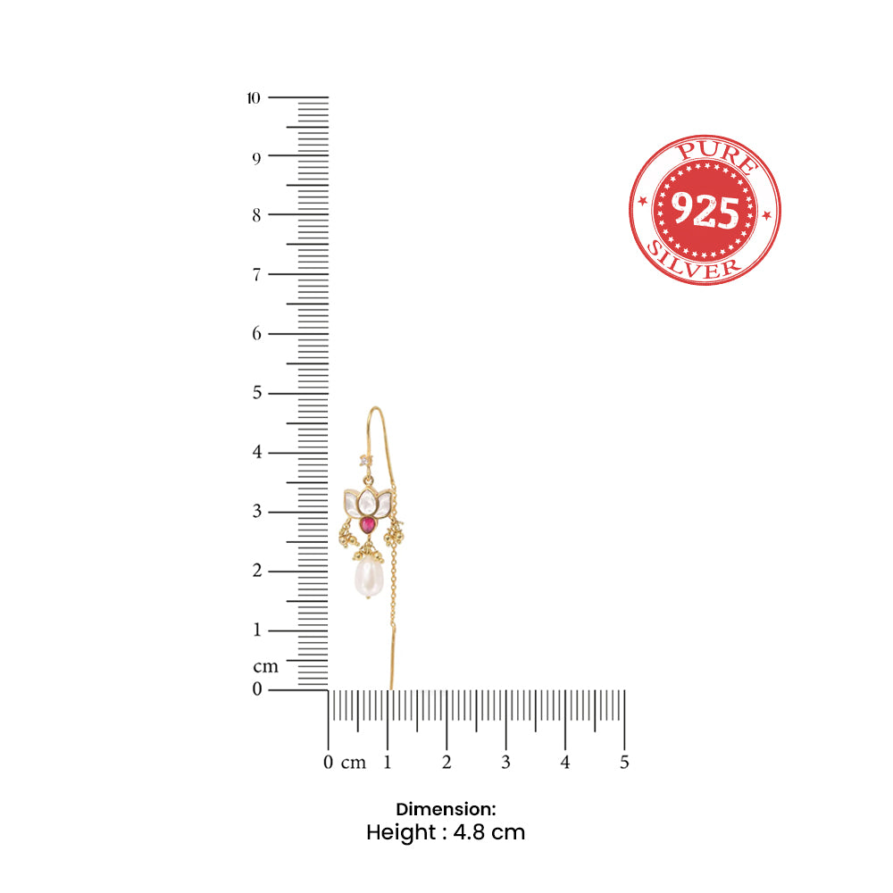 Silver White Lotus Sui Dhaga Earring