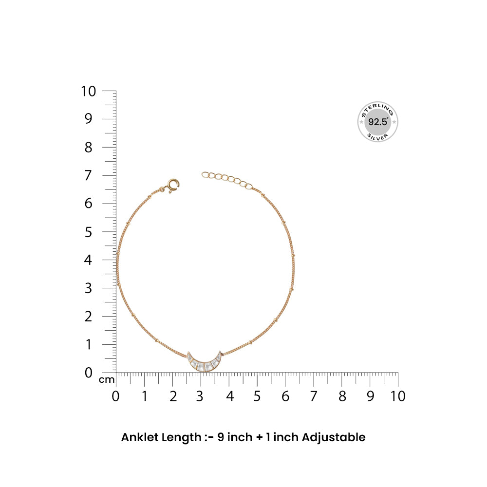 925 Sterling Silver Star And Moon Anklet